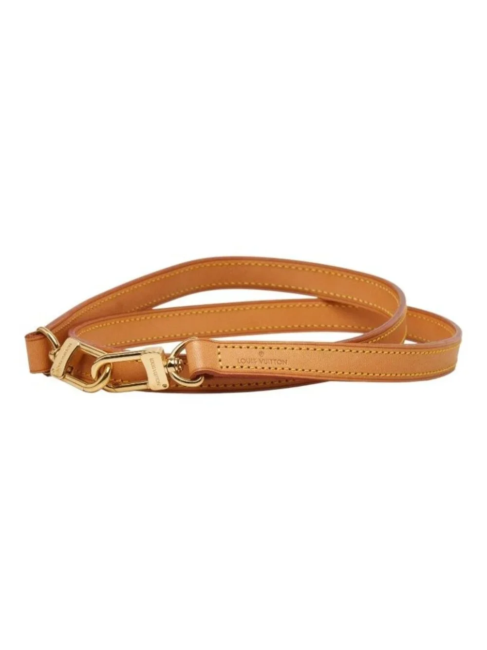 Louis Vuitton Shoulder Strap Beige Gold Leather Plated